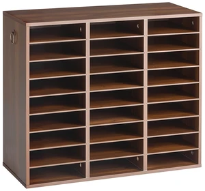 Wood Literature Organizer 27 Compartments Office Mailboxes Brown Countertop Literature Sorter for Files Documents Papers, with Adjustable Shelves, for Office, Home, Classroom Organization Wood Literature Organizer 27 Compartments Office Mailboxes Brown Countertop Literature Sorter for Files Documents Papers, with Adjustable Shelves, for Office, Home, Classroom Organization