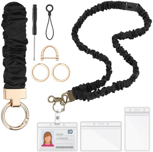 Teacher Scrunchie Lanyard Breakaway, Black, Classic Safety Breakaway Buckle, Retractable Lanyard Keychain Set, Wristlet, School Office Gift for Women Teacher Scrunchie Lanyard Breakaway, Black, Classic Safety Breakaway Buckle, Retractable Lanyard Keychain Set, Wristlet, School Office Gift for Women