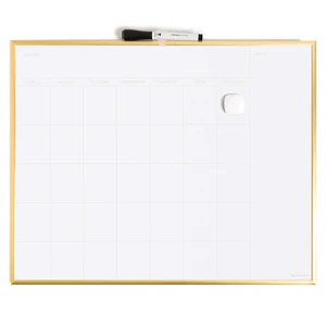Magnetic Dry Erase Monthly Calendar Whiteboard 16" x 20", Gold Aluminum Frame, Wall Mounted Planner for Office, Home, and Classroom, Includes Marker and Magnet Magnetic Dry Erase Monthly Calendar Whiteboard 16" x 20", Gold Aluminum Frame, Wall Mounted Planner for Office, Home, and Classroom, Includes Marker and Magnet