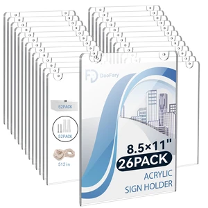 Acrylic Wall Sign Holder 8.5 x 11, 26 Pack Wall Mount,3-Way Install Clear Acrylic Wall Picture Frame with Adhesive Tape, Screws and Rope; Easy Paper Changes for Offices, Stores and Schools Acrylic Wall Sign Holder 8.5 x 11, 26 Pack Wall Mount,3-Way Install Clear Acrylic Wall Picture Frame with Adhesive Tape, Screws and Rope; Easy Paper Changes for Offices, Stores and Schools