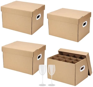 4 Pack Wine Glass Dish Moving Boxes with Handles and Lids 15 x 12 x 10 Inches Moving Boxes with Lid Glassware Dish Packing Box Corrugated Dividers for Kitchen Dish Glassware, Brown 4 Pack Wine Glass Dish Moving Boxes with Handles and Lids 15 x 12 x 10 Inches Moving Boxes with Lid Glassware Dish Packing Box Corrugated Dividers for Kitchen Dish Glassware, Brown