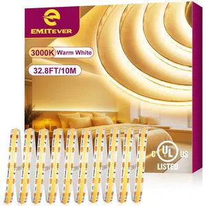 24V COB LED Strip Lights 3000K,32.8ft 4800LEDs,UL Listed Ra 90+,IP30,3W/ft,305+Lumens/ft, (Power Supply Sold Separately)for bedroom,living room,kitchen 24V COB LED Strip Lights 3000K,32.8ft 4800LEDs,UL Listed Ra 90+,IP30,3W/ft,305+Lumens/ft, (Power Supply Sold Separately)for bedroom,living room,kitchen