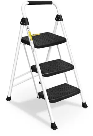 Step Ladder, Folding Step Stool with Wide Anti-Slip Pedal Sturdy Steel Ladder, Convenient Handrail, Lightweight, Portable Steel Step Stool Step Ladder, Folding Step Stool with Wide Anti-Slip Pedal Sturdy Steel Ladder, Convenient Handrail, Lightweight, Portable Steel Step Stool