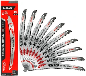 Arc Edge Reciprocating Saw Blades, 12-Inch 6TPI for Pruning, 10-Pack Arc Edge Design, Chrome Vanadium Steel, Fleam Ground Teeth, Deep Gullets, Up to 3x Life, for Tree Trimming, Branches Arc Edge Reciprocating Saw Blades, 12-Inch 6TPI for Pruning, 10-Pack Arc Edge Design, Chrome Vanadium Steel, Fleam Ground Teeth, Deep Gullets, Up to 3x Life, for Tree Trimming, Branches