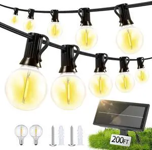 Solar Lights Outdoor Waterproof: G40 60M 200FT Shatterproof Bulbs Patio Lights - Solar Powered 3 Light Modes Solar Light - Camping Backyard Garden Deck Outside Yard Solar Lights Outdoor Waterproof: G40 60M 200FT Shatterproof Bulbs Patio Lights - Solar Powered 3 Light Modes Solar Light - Camping Backyard Garden Deck Outside Yard