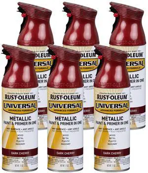 Universal All Surface Metallic Spray Paint, Dark Cherry Interior/Exterior, Fast Dry, Rust Preventive, Strong Adhesion, Patented Comfort Trigger Sprays from Any Angle, 11 oz, 6 Pack Universal All Surface Metallic Spray Paint, Dark Cherry Interior/Exterior, Fast Dry, Rust Preventive, Strong Adhesion, Patented Comfort Trigger Sprays from Any Angle, 11 oz, 6 Pack