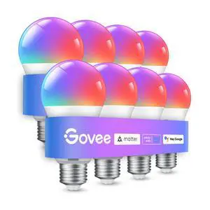 Smart Light Bulbs, A19 LED Light Bulb, 800 Lumen, 8 Pack Works with Matter Alexa & Google Assistant, RGBWW Color Changing Light Bulb, Music Sync, WiFi & Bluetooth Connection Smart Light Bulbs, A19 LED Light Bulb, 800 Lumen, 8 Pack Works with Matter Alexa & Google Assistant, RGBWW Color Changing Light Bulb, Music Sync, WiFi & Bluetooth Connection