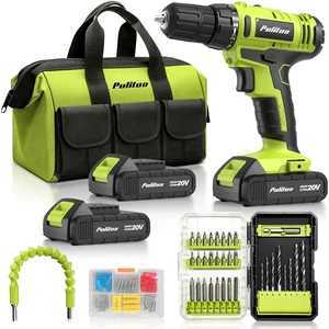 20V Max Cordless Drill/Driver Set with Storage Bag, 2 Batteries, 30Nm, 21+1 Torque, 2 Speed, Keyless 3/8" Chuck, LED Light, Electric Screwdriver Function, Home Kit (Green) 20V Max Cordless Drill/Driver Set with Storage Bag, 2 Batteries, 30Nm, 21+1 Torque, 2 Speed, Keyless 3/8" Chuck, LED Light, Electric Screwdriver Function, Home Kit (Green)
