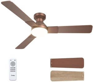 52 Inch Brown Low Profile Ceiling Fans with Lights and Remote Flush mount, 3-color dimmable light, quiet reversible DC motor, easy install, memory, timer, bedroom, covered outdoor areas 52 Inch Brown Low Profile Ceiling Fans with Lights and Remote Flush mount, 3-color dimmable light, quiet reversible DC motor, easy install, memory, timer, bedroom, covered outdoor areas
