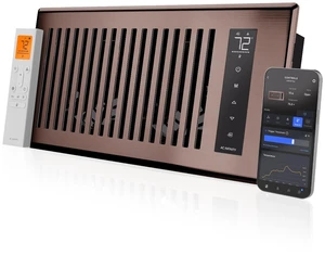 AIRTAP T4, Bronze Register Booster Fan for 4x10 Openings Automatic Open/Close Vents, Wireless LCD Temperature Controller, WiFi App, Quiet 10-Speeds, Smart Home AIRTAP T4, Bronze Register Booster Fan for 4x10 Openings Automatic Open/Close Vents, Wireless LCD Temperature Controller, WiFi App, Quiet 10-Speeds, Smart Home