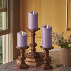 Co. Flameless LED Battery Operated Flickering Pillar Candles - Pastel Purple - Set of 3 - Indoor Outdoor Decor Safe Co. Flameless LED Battery Operated Flickering Pillar Candles - Pastel Purple - Set of 3 - Indoor Outdoor Decor Safe