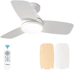 30 Inch White Low Profile Ceiling Fans with Lights and Remote Flush mount, 3-color dimmable light, quiet reversible DC motor, easy install, memory, timer, bedroom, covered outdoor areas 30 Inch White Low Profile Ceiling Fans with Lights and Remote Flush mount, 3-color dimmable light, quiet reversible DC motor, easy install, memory, timer, bedroom, covered outdoor areas