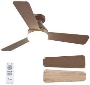 42 Inch Brown Low Profile Ceiling Fans with Lights and Remote Flush mount, 3-color dimmable light, quiet reversible DC motor, easy install, memory, timer, bedroom, covered outdoor areas 42 Inch Brown Low Profile Ceiling Fans with Lights and Remote Flush mount, 3-color dimmable light, quiet reversible DC motor, easy install, memory, timer, bedroom, covered outdoor areas