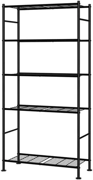 Storage Shelves - 5 Tier Shelf Organizer, Sturdy Metal Garage Shelving with Adjustable Leveling Feet, Space-Saving Shelves Organizer for Pantry, Laundry, Kitchen (32" x 12" x 71", Black) Storage Shelves - 5 Tier Shelf Organizer, Sturdy Metal Garage Shelving with Adjustable Leveling Feet, Space-Saving Shelves Organizer for Pantry, Laundry, Kitchen (32" x 12" x 71", Black)