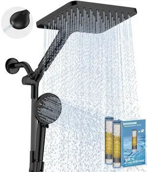 Dual Filtered Rain Shower Head Combo, High Pressure Handheld Shower Head with Adjustable Bar - Rainfall Shower Head And Showerhead with Filter for Hard Water - Removes Chlorine Dual Filtered Rain Shower Head Combo, High Pressure Handheld Shower Head with Adjustable Bar - Rainfall Shower Head And Showerhead with Filter for Hard Water - Removes Chlorine