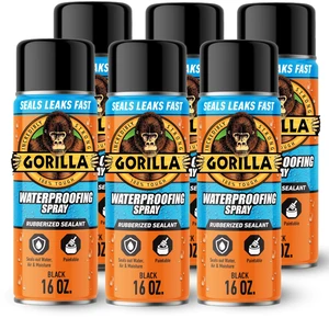 Waterproofing Spray Black, Flexible Rubberized Sealant Coating, Paintable UV Resistant, Seals Water Air Moisture, 16 oz (Pack of 6), for Roofs Gutters Skylights RVs Windows & More Waterproofing Spray Black, Flexible Rubberized Sealant Coating, Paintable UV Resistant, Seals Water Air Moisture, 16 oz (Pack of 6), for Roofs Gutters Skylights RVs Windows & More