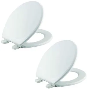 Linden Slow Close Toilet Seat, Non Slip Heavy Duty Wood, Easy Install, Made in USA, Round, White, 2 Pack Linden Slow Close Toilet Seat, Non Slip Heavy Duty Wood, Easy Install, Made in USA, Round, White, 2 Pack