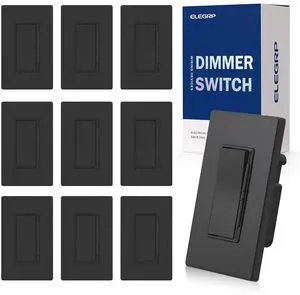 Dimmer Light Switch for 300W Dimmable LED/CFL Lights and 600W INC/HAL Bulbs, Single Pole/3-Way LED Slide Dimmer Light Switch, Wall Plate Included, UL Listed, 10 Pack, Matte Black Dimmer Light Switch for 300W Dimmable LED/CFL Lights and 600W INC/HAL Bulbs, Single Pole/3-Way LED Slide Dimmer Light Switch, Wall Plate Included, UL Listed, 10 Pack, Matte Black