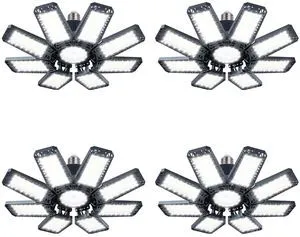 Garage Lights 4 Pack 220W, 22000LM LED Garage Lights with 8+1 Deformable Panels 6500K Screw in LED Shop Lighting for Workshop, Basement Support E26/E27 Garage Lights 4 Pack 220W, 22000LM LED Garage Lights with 8+1 Deformable Panels 6500K Screw in LED Shop Lighting for Workshop, Basement Support E26/E27
