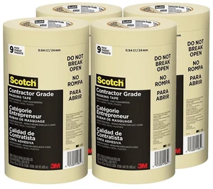 3M Contractor Grade Masking Tape 0.94" x 60 yds Tan 4 Contractor Packs of 9 Rolls Each Durable Vinyl Tape for Versatile Indoor and Outdoor Use 3M Contractor Grade Masking Tape 0.94" x 60 yds Tan 4 Contractor Packs of 9 Rolls Each Durable Vinyl Tape for Versatile Indoor and Outdoor Use