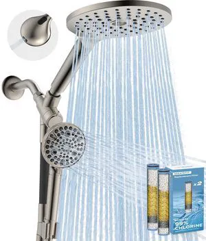 Dual Filtered Rain Shower Head Combo, High Pressure Handheld Shower Head with Adjustable Bar - Rainfall Shower Head And Showerhead with Filter for Hard Water - Removes Chlorine(Brushed Nickel) Dual Filtered Rain Shower Head Combo, High Pressure Handheld Shower Head with Adjustable Bar - Rainfall Shower Head And Showerhead with Filter for Hard Water - Removes Chlorine(Brushed Nickel)