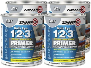 286258-4PK Bulls Eye 1-2-3 All Surface Primer, Quart, Gray, 4 Pack 286258-4PK Bulls Eye 1-2-3 All Surface Primer, Quart, Gray, 4 Pack
