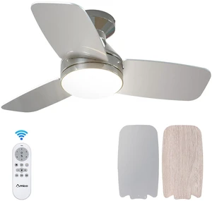 30 Inch Nickel Low Profile Ceiling Fans with Lights And Remote Flush mount, 3-color dimmable light, quiet reversible DC motor, easy install, memory, timer, bedroom, covered outdoor areas 30 Inch Nickel Low Profile Ceiling Fans with Lights And Remote Flush mount, 3-color dimmable light, quiet reversible DC motor, easy install, memory, timer, bedroom, covered outdoor areas