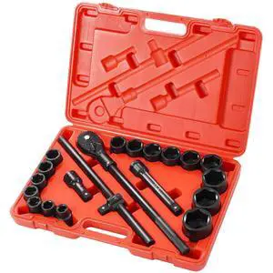 3/4 in Drive Impact Socket Set, 21 Pieces SAE 3/4 in to 2 in, 6 Point Cr-V Alloy Steel for Auto Repair, Easy-to-Read Size Markings, Includes Extension Bars, Ratchet Handle and Storage Case 3/4 in Drive Impact Socket Set, 21 Pieces SAE 3/4 in to 2 in, 6 Point Cr-V Alloy Steel for Auto Repair, Easy-to-Read Size Markings, Includes Extension Bars, Ratchet Handle and Storage Case