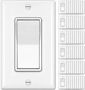 60 Pack Single Pole Decorator Wall Light Switch with Wallplate 60 Pack Single Pole Decorator Wall Light Switch with Wallplate