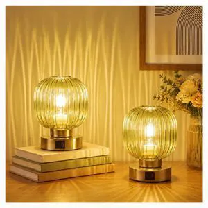 Touch Table Lamp Set of 2, 3-Way Dimmable with Glass Shade, USB-C+A Charging Ports, Mid-Century Modern Small Bedside Lamps for Nightstand, Bedroom, and Living Room, LED Bulb Included (Green) Touch Table Lamp Set of 2, 3-Way Dimmable with Glass Shade, USB-C+A Charging Ports, Mid-Century Modern Small Bedside Lamps for Nightstand, Bedroom, and Living Room, LED Bulb Included (Green)