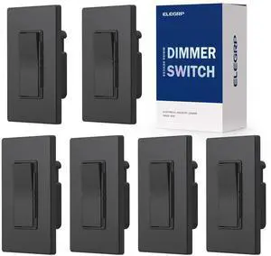 Digital Dimmer Light Switch for 300W Dimmable LED/CFL Lights and 600W Incandescent/Halogen, Single Pole/3-Way LED Slide Dimmer Light Switch, Wall Plate Included, UL Listed, 6 Pack, Matte Black Digital Dimmer Light Switch for 300W Dimmable LED/CFL Lights and 600W Incandescent/Halogen, Single Pole/3-Way LED Slide Dimmer Light Switch, Wall Plate Included, UL Listed, 6 Pack, Matte Black