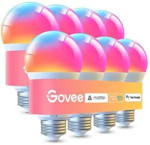 LED Smart Light Bulbs, 1000LM RGBWW A19 75W E26 Base 8 Pack Color Changing Light Bulb, Work with Matter Alexa and Google Assistant, Smart Bulbs for Bedroom, Living Room LED Smart Light Bulbs, 1000LM RGBWW A19 75W E26 Base 8 Pack Color Changing Light Bulb, Work with Matter Alexa and Google Assistant, Smart Bulbs for Bedroom, Living Room
