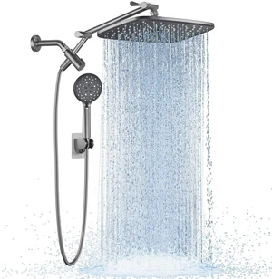 Gunmetal Gray 11.8" High Pressure Shower Head with Handheld, Durable Handheld Shower with Multi Spray Modes, Rainfall Combo with 15" Metal Extension Arm, Detachable Dual Shower, Bathroom Decor Gunmetal Gray 11.8" High Pressure Shower Head with Handheld, Durable Handheld Shower with Multi Spray Modes, Rainfall Combo with 15" Metal Extension Arm, Detachable Dual Shower, Bathroom Decor