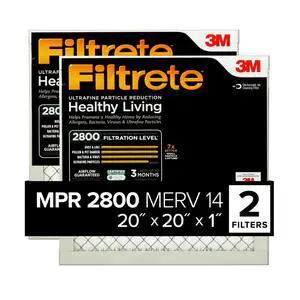 20x20x1 Air Filter, MERV 14, MPR 2800, 2 HVAC Filters Ultrafine Particle Reduction, 3-Month AC/Furnace Filters, Cleaner Air, Reliable Airflow, (Act. Size 19.69x19.69x0.81 in) 20x20x1 Air Filter, MERV 14, MPR 2800, 2 HVAC Filters Ultrafine Particle Reduction, 3-Month AC/Furnace Filters, Cleaner Air, Reliable Airflow, (Act. Size 19.69x19.69x0.81 in)