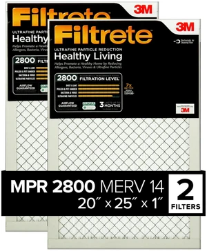 20x25x1 Air Filter MERV 14, MPR 2800 Healthy Living Ultrafine Particle 2-Pack, AC Furnace HVAC Filters for Home, 3-Month Pleated Electrostatic (Actual Size 19.69 x 24.69 x 0.81 in) 20x25x1 Air Filter MERV 14, MPR 2800 Healthy Living Ultrafine Particle 2-Pack, AC Furnace HVAC Filters for Home, 3-Month Pleated Electrostatic (Actual Size 19.69 x 24.69 x 0.81 in)