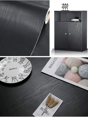 Black Wood Peel and Stick Wallpaper Wood Contact Paper 24" × 197" Self-Adhesive Wallpaper Removable Waterproof Wall Paper Vinyl for Countertop Furniture Kitchen Countertop Easy to Clean Black Wood Peel and Stick Wallpaper Wood Contact Paper 24" × 197" Self-Adhesive Wallpaper Removable Waterproof Wall Paper Vinyl for Countertop Furniture Kitchen Countertop Easy to Clean