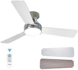 42 Inch Nickel Low Profile Ceiling Fans with Lights And Remote Flush mount, 3-color dimmable light, quiet reversible DC motor, easy install, memory, timer, bedroom, covered outdoor areas 42 Inch Nickel Low Profile Ceiling Fans with Lights And Remote Flush mount, 3-color dimmable light, quiet reversible DC motor, easy install, memory, timer, bedroom, covered outdoor areas