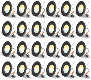 24 Pack 5/6 inch LED Recessed Lighting, Retrofit Can Lights, Black Baffle Trim, Dimmable, 12.5W=100W, 950LM, 5CCT-2700K/3000K/4000K/5000K/6000K Select, Easy Install, IC & Damp Rated, ETL & FCC 24 Pack 5/6 inch LED Recessed Lighting, Retrofit Can Lights, Black Baffle Trim, Dimmable, 12.5W=100W, 950LM, 5CCT-2700K/3000K/4000K/5000K/6000K Select, Easy Install, IC & Damp Rated, ETL & FCC