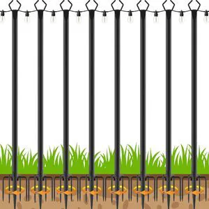 10Ft Exterior Light Poles 8 Pack, Durable Metal Light Posts for Outdoor Use, Equipped with Fixed Brackets for Yard, Terrace, Backyard and Garden Decor 10Ft Exterior Light Poles 8 Pack, Durable Metal Light Posts for Outdoor Use, Equipped with Fixed Brackets for Yard, Terrace, Backyard and Garden Decor