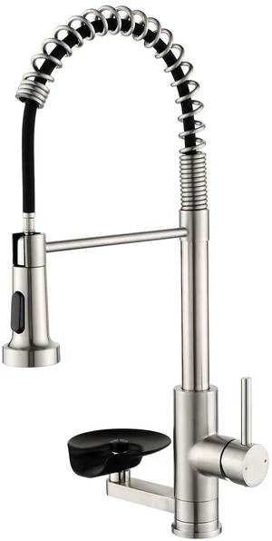 Pull Down Kitchen Faucet with Cup Washer Brushed Nickel Kitchen Sink Faucet with Deck Plate,Glass Rinser,Single Handle,Single Hole,Lead-Free Stainless Steel Pull Down Kitchen Faucet with Cup Washer Brushed Nickel Kitchen Sink Faucet with Deck Plate,Glass Rinser,Single Handle,Single Hole,Lead-Free Stainless Steel