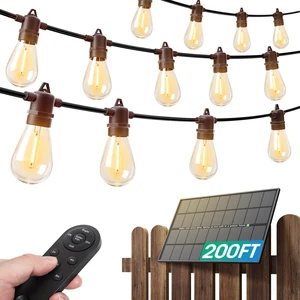 200FT(192+8) Solar String Lights Outdoor, Last 20+ Hrs, USB Charging IP65 Waterproof. Dimmable Timer via Remote. Memory, 3 Modes, 2700K Warm White. Easy Install for Patio, Porch. 4-Pack*50FT 200FT(192+8) Solar String Lights Outdoor, Last 20+ Hrs, USB Charging IP65 Waterproof. Dimmable Timer via Remote. Memory, 3 Modes, 2700K Warm White. Easy Install for Patio, Porch. 4-Pack*50FT