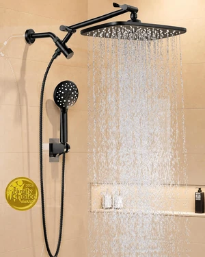 11.8" High Pressure Shower Head with Handheld, Metal Core Fittings | Handheld Shower Heads with Multi Spray Modes, Rainfall Combo, Detachable Dual Shower, Bathroom Decor, Leak-Proof, Matte Black 11.8" High Pressure Shower Head with Handheld, Metal Core Fittings | Handheld Shower Heads with Multi Spray Modes, Rainfall Combo, Detachable Dual Shower, Bathroom Decor, Leak-Proof, Matte Black