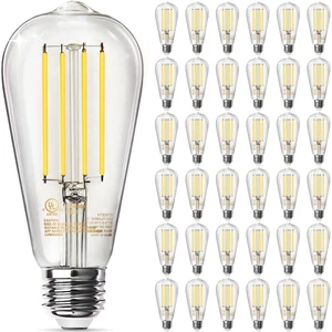 36 Pack Edison LED Light Bulbs, E26 Base, 8W 2700K, Dimmable Vintage ST58 Filament Design, 60W Equivalent, 800 Lumens, CRI 80+, Antique Glass Style for Home, Bedroom & Farmhouse 36 Pack Edison LED Light Bulbs, E26 Base, 8W 2700K, Dimmable Vintage ST58 Filament Design, 60W Equivalent, 800 Lumens, CRI 80+, Antique Glass Style for Home, Bedroom & Farmhouse