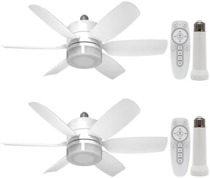 2-Pack Socket Fan Light with Remote, Ceiling Fan with Lights Dimmable, 3 Colors 3000K-6500K,Timer 2/4/6/8H, 6 Speeds Quiet Screw in E26/E27 LED Light Bulb for Bedroom Living Room Kitchen Garage Office 2-Pack Socket Fan Light with Remote, Ceiling Fan with Lights Dimmable, 3 Colors 3000K-6500K,Timer 2/4/6/8H, 6 Speeds Quiet Screw in E26/E27 LED Light Bulb for Bedroom Living Room Kitchen Garage Office