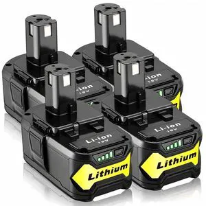 4 Pack High Capacity Replacement for Ryobi 18v Battery P108 P104 P105 P102 P103 P122 P109 Li-ION Compatible with Ryobi 18V ONE+ System Cordless Power Tools and Charger 4 Pack High Capacity Replacement for Ryobi 18v Battery P108 P104 P105 P102 P103 P122 P109 Li-ION Compatible with Ryobi 18V ONE+ System Cordless Power Tools and Charger