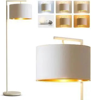 Montage Modern Floor Lamp - LED Standing Lamp with Adjustable Color Changing Bulbs for Living Rooms & Offices - Tall Corner Bedroom Reading Light for Contemporary Home Decor - Cream and Gold Montage Modern Floor Lamp - LED Standing Lamp with Adjustable Color Changing Bulbs for Living Rooms & Offices - Tall Corner Bedroom Reading Light for Contemporary Home Decor - Cream and Gold