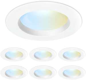 5/6in LED Recessed Downlight Retrofit Kit, Lumen Adjustable Dimmable, Selectable White 2700K5000K, 850/1025/1290 Brightness, 90+ CRI, E26 Adapter Included, 6 Pack 5/6in LED Recessed Downlight Retrofit Kit, Lumen Adjustable Dimmable, Selectable White 2700K5000K, 850/1025/1290 Brightness, 90+ CRI, E26 Adapter Included, 6 Pack