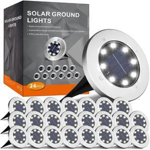 Solar Lights Outdoor Waterproof, Warm White, 16 Pack Ground Lights Solar Powered Lights Outdoor Solar Disk Light Landscape Light for Deck Step Patio Yard Pathway Walkway Driveway Garden Solar Lights Outdoor Waterproof, Warm White, 16 Pack Ground Lights Solar Powered Lights Outdoor Solar Disk Light Landscape Light for Deck Step Patio Yard Pathway Walkway Driveway Garden