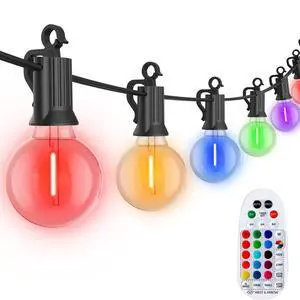 Outdoor String Lights 58 Feet G40 LED Patio Lights, RGB, Remote 25 Plastic Edison Bulbs, Timer, Waterproof Connectable Outside Light for Backyard Porch Balcony Party Christmas Decoration Outdoor String Lights 58 Feet G40 LED Patio Lights, RGB, Remote 25 Plastic Edison Bulbs, Timer, Waterproof Connectable Outside Light for Backyard Porch Balcony Party Christmas Decoration