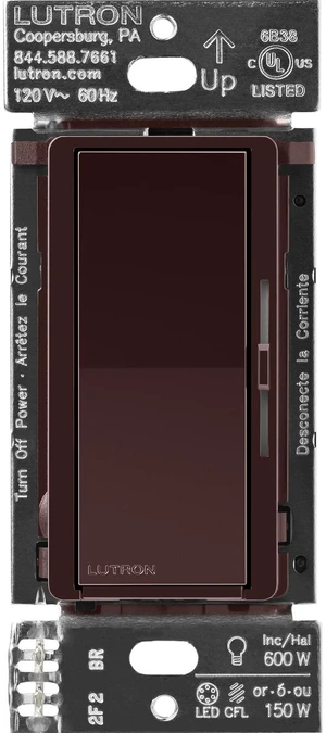 Caseta Diva Smart Dimmer Switch (Smart Hub Required), No Neutral Req For Caseta systems, no neutral required, soft glow light bar, single-pole/3-way, DVRF-6L-BR, Brown Caseta Diva Smart Dimmer Switch (Smart Hub Required), No Neutral Req For Caseta systems, no neutral required, soft glow light bar, single-pole/3-way, DVRF-6L-BR, Brown